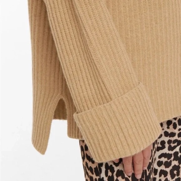 GANNI Recycled Wool Pullover Ribbed Crewneck Sweater Camel S - Picture 9 of 10